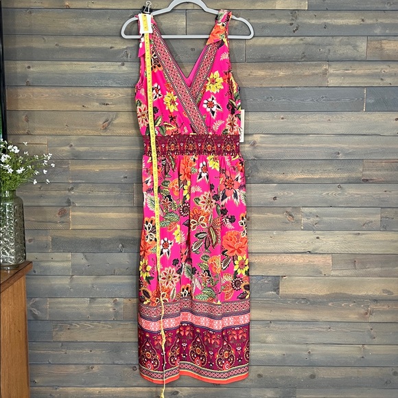 New Eliza J Smocked Waist Midi Dress Size 8 - Picture 10 of 16